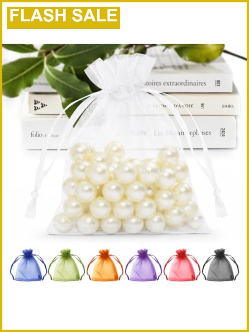 50 White Organza Drawstring Bags 3x4 Small Mesh Gift Pouches Party Favors